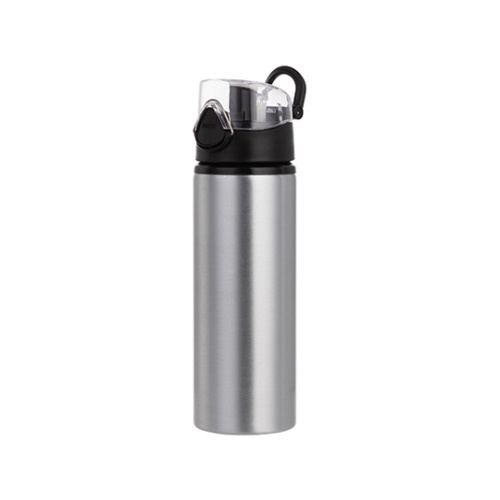 Borraccia in metallo da 750 ml - argento con chiusura nera - da sublimare