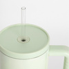 Tazza da viaggio in acciaio inox da 1200 ml con manico e cannuccia - verde chiaro