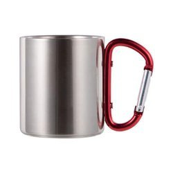 Tazza in metallo 200 ml con moschettone Sublimazione Termostampa - argento