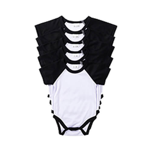 Body per bambini con maniche corte per la sublimazione - maniche Nero