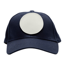 Cappello da baseball in cotone con toppa rotonda in velcro per la sublimazione - blu navy