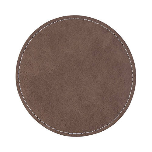 Sottobicchiere rotondo in pelle per sublimazione - grigio