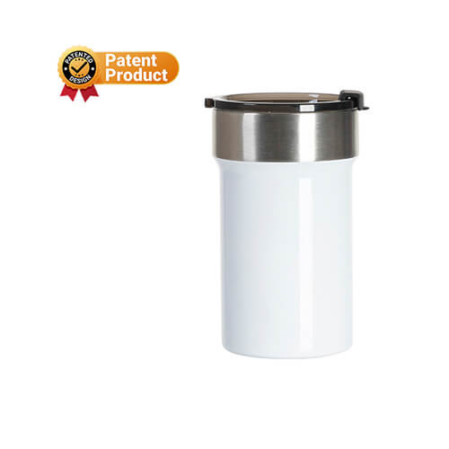 Tazza in acciaio inox da 400 ml con coperchio con sportello per sublimazione - bianco