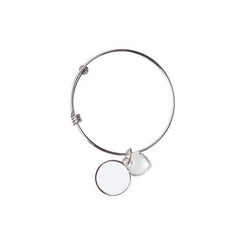 Bracciale con sfera, cuore di cristallo e pendente circolare per stampa sublimatica