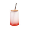 Un bicchiere smerigliato da 400 ml con cannuccia e coperchio in bambù per sublimazione - sfumatura rossa