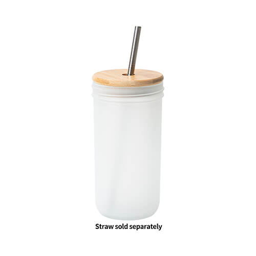 Tazza in vetro Mason Jar da 650 ml con tappo a vite in bambù per sublimazione
