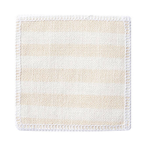 Sottobicchiere in tela 10 x 10 cm crema con strisce giallo per sublimazione