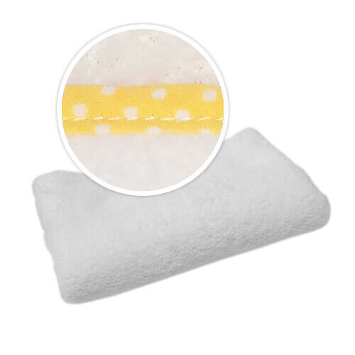 Pled con bordi di colore giallo a pais bianchi per sublimazione 