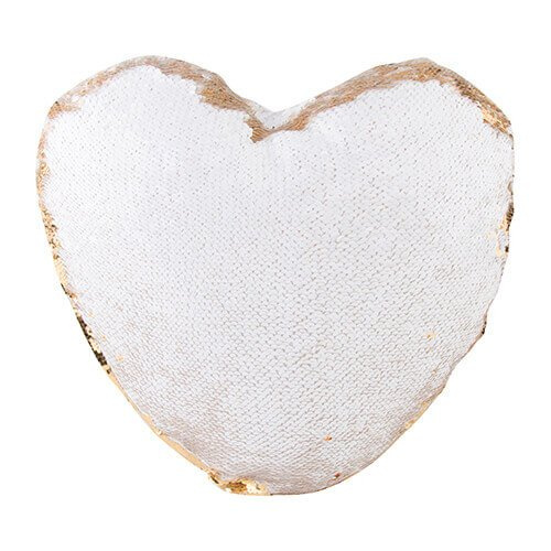 Copricuscino in forma di cuore 39 x 44 cm con paillettes bicolore per sublimazione – d’oro