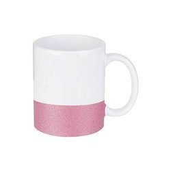 Tazza 330 ml con una striscia glitter rosa Sublimazione Termostampa