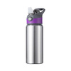Borraccia in alluminio 650 ml argento con tappo a vite con inserto Viola per sublimazione