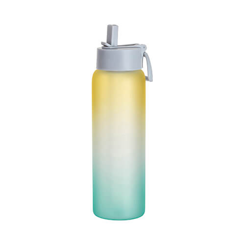 Borraccia sportiva in vetro satinato da 950 ml per sublimazione - verde-gialla