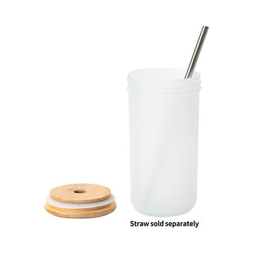 Tazza in vetro Mason Jar da 650 ml con tappo a vite in bambù per sublimazione