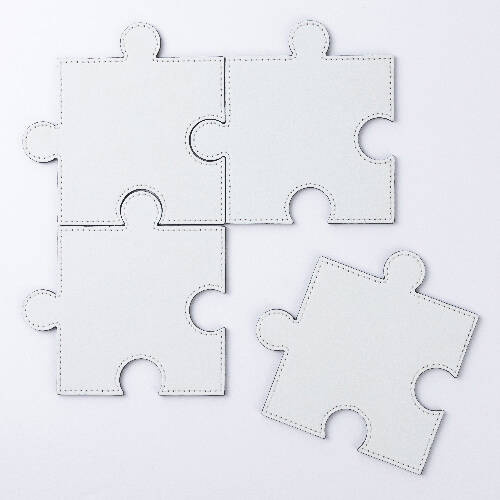 Sottobicchiere in pelle a forma di puzzle per sublimazione - bianco