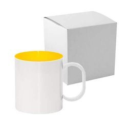 Tazza di plastica 330 ml giallo con scatola Sublimazione Termostampa