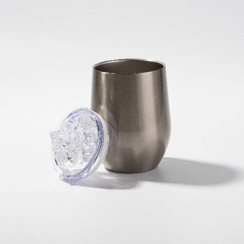 Tazza per vin brulè 360 ml per sublimazione - argento, coperchio con ghiaccio artificiale