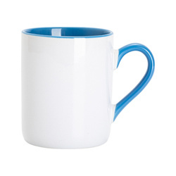 Tazza da 325 ml per sublimazione - con interno e manico blu