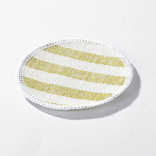 Sottobicchiere in tela Ø 10 cm panna con strisce verde chiaro per sublimazione