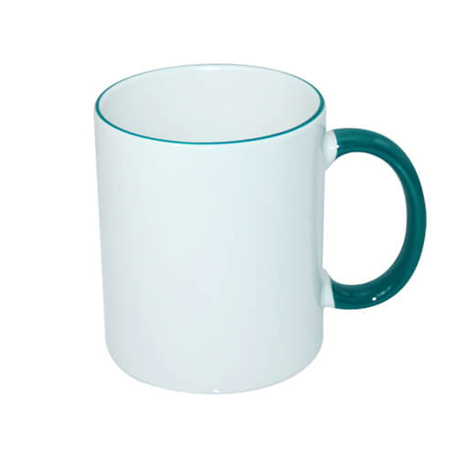 Tazza 330 ml con il manico verde  Sublimazione Termostampa