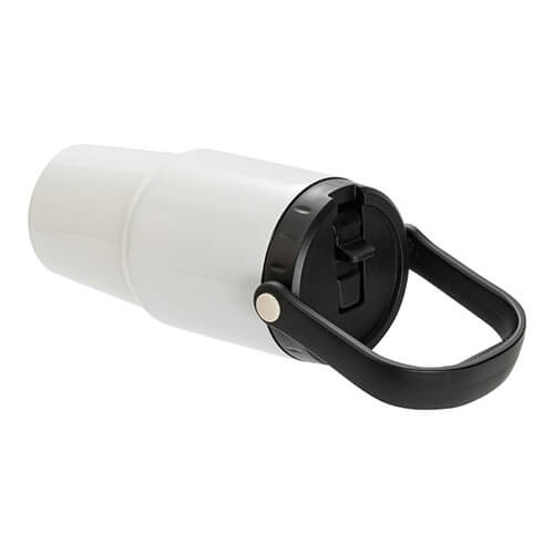 Tazza da viaggio in acciaio inox 600 ml con coperchio e boccaglio per sublimazione - bianco