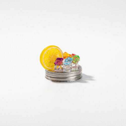 Mason Jar Tazza da 500 ml con cannuccia a sublimazione - bianco, ghiaccio artificiale e limone