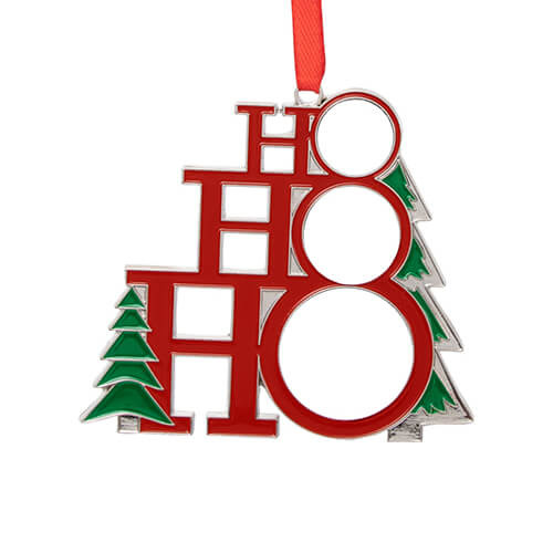 Ciondolo albero di Natale in metallo per sublimazione - HO HO HO