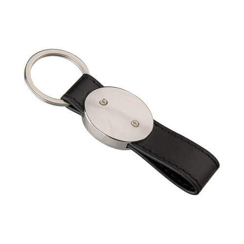 Portachiavi in pelle e metallo per la sublimazione – ovale - nero