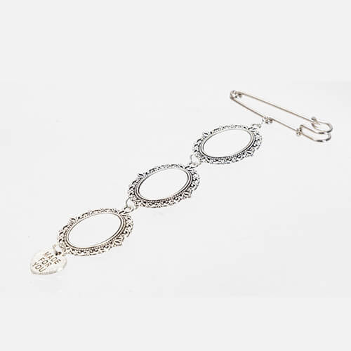 Spilla tripla ovale - spilla da balia con ciondolo a forma di cuore per sublimazione