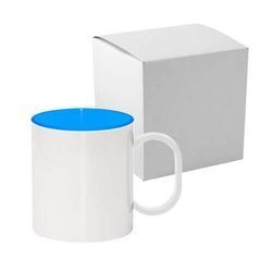 Tazza di plastica 330 ml celeste con scatola Sublimazione Termostampa