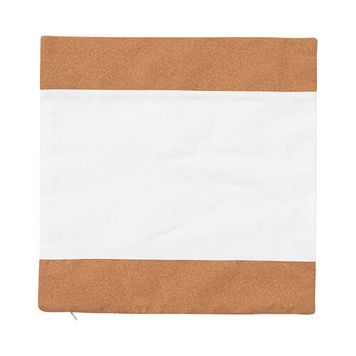 Una federa di lino con due strisce di sughero per la sublimazione