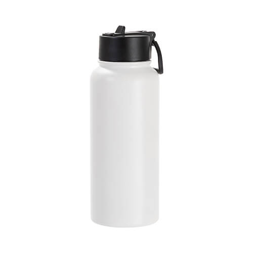 Borraccia - Bottiglia per bevande da 950 ml con manico pieghevole per sublimazione - bianco opaco