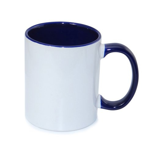Tazza 330 ml ECO FUNNY con interno e manico blu scuro Sublimazione Termostampa