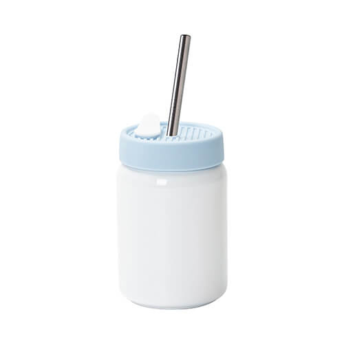 Tazza in acciaio da 480 ml con coperchio in silicone blu per sublimazione