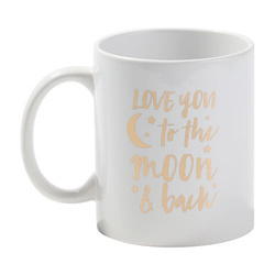 Tazza da 330 ml con scritta in sublimazione dorata - Love You to the moon & back