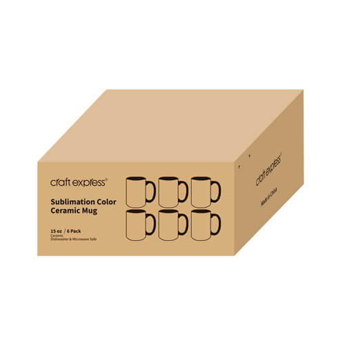 Set di 6 tazze Funny 330 ml di JS Coating con interno arancione e occhiello per sublimazione