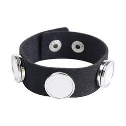 Bracciale nero in pelle scamosciata con 3 cerchi per stampa sublimatica