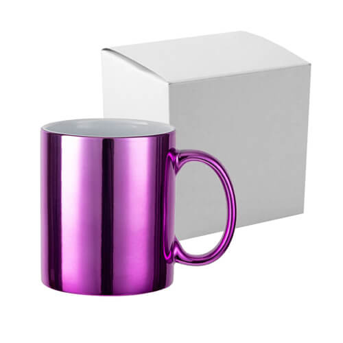 Tazza 330 ml per sublimazione - Viola, con una scatola di cartone