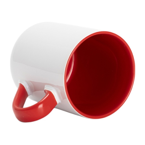 Tazza da 325 ml per sublimazione - con interno e manico rossi