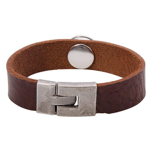 Bracciale in pelle con cerchio per stampa sublimatica col. marrone