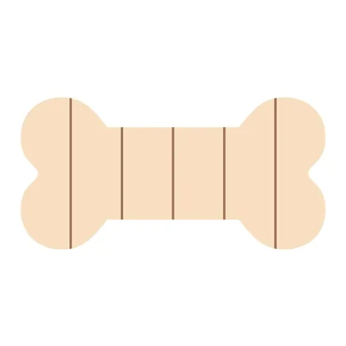 Portafoto in compensato a forma di osso, rigato, 25,4 x 12,7 cm