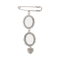 Spilla ovale doppia - spilla da balia con ciondolo a forma di cuore per sublimazione