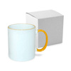 Tazza 330 ml con il manico  giallo dorato JS Coating con la scatola Sublimazione Termostampa
