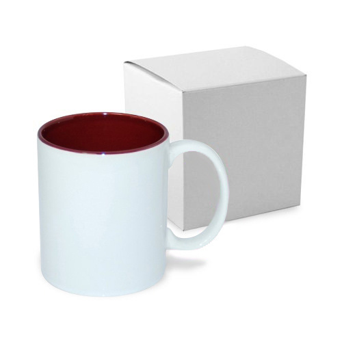 Tazza 330 ml ECO con l'interno rosso scuro con la scatola Sublimazione Termostampa