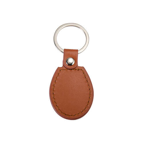 Portachiavi in pelle e metallo per la sublimazione – ovale - marrone