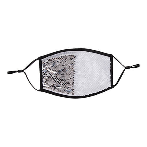 Maschera viso grande con rifiniture nere e paillettes per la sublimazione