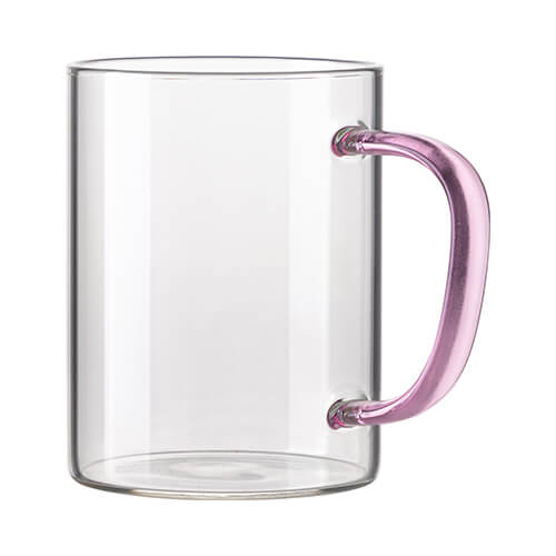Vetro da 450 ml con manico rosa per sublimazione