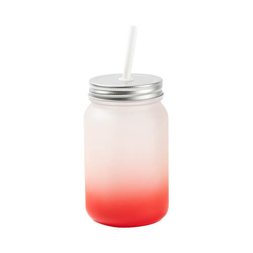 Mug Mason Jar 450 ml satinato senza manico per sublimazione - sfumatura rosso