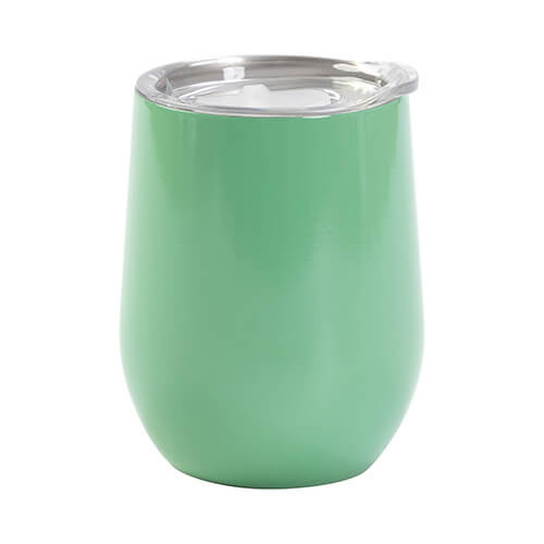 Tazza per vin brulè da 360 ml per sublimazione - verde chiaro con un foro per bere chiuso
