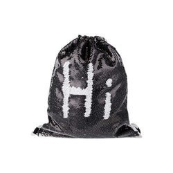 Sacca da portare in spalla 36 x 45 cm con paillettes a due colori per la sublimazione - nera