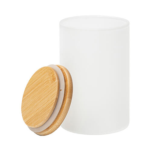 Contenitore in vetro da 600 ml con coperchio in bambù per sublimazione